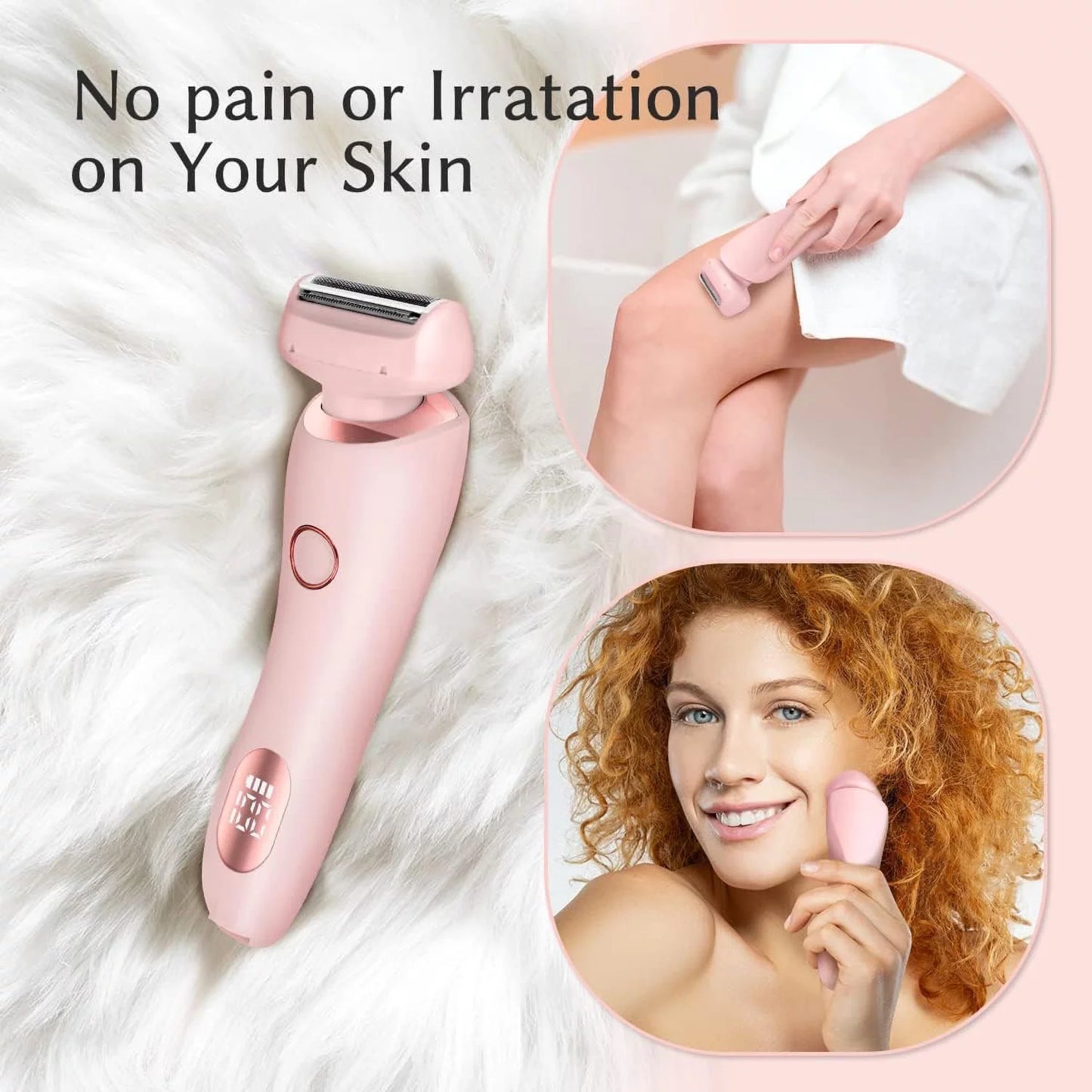 Woman Electric Razor, Rechargeable Cordless Shaver for Woman Face Leg Bikini, Wet Dry Use